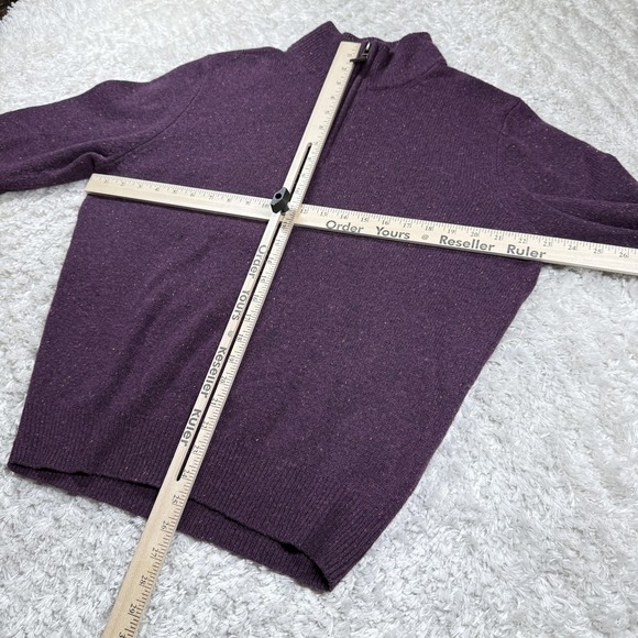 Jos A Bank Sweater Men S Purple Lambswool Zip Speckled Preppy Casual Capsule Lux - Picture 6 of 8